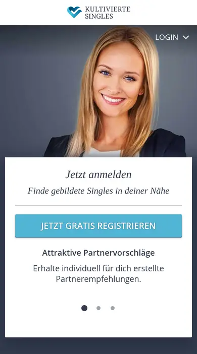 Kultivierte Singles Erfahrungen mobil: die Startseite im Browser des Smartphones